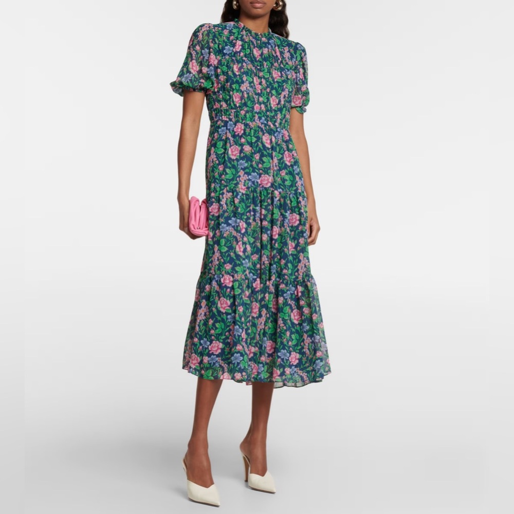 Diane von Furstenberg Blossom Floral Chiffon Midi Dress